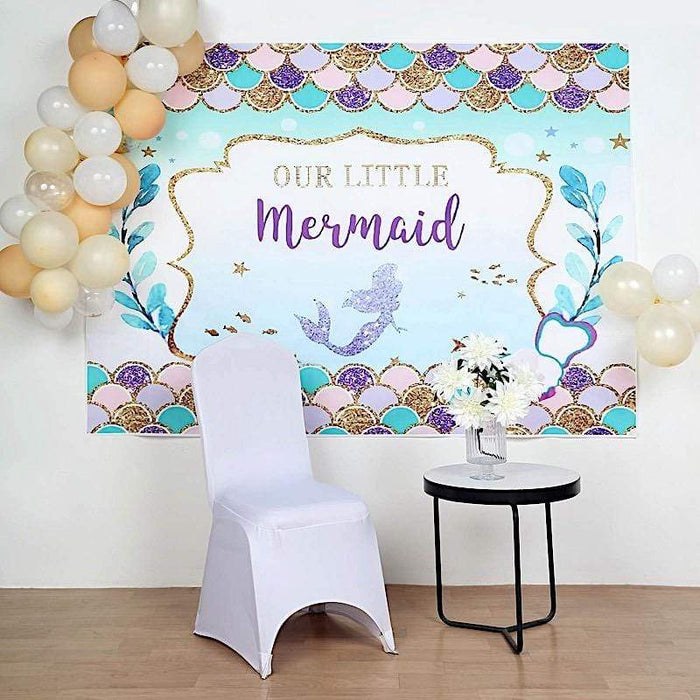 5 ft x 7 ft Printed Vinyl Photo Backdrop Little Mermaid Party Banner BKDP_VIN_5X7_MERM01