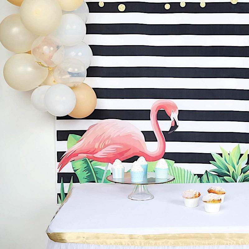 5 ft x 7 ft Printed Vinyl Photo Backdrop Stripes with Flamingo Party Banner BKDP_VIN_5X7_ANML01