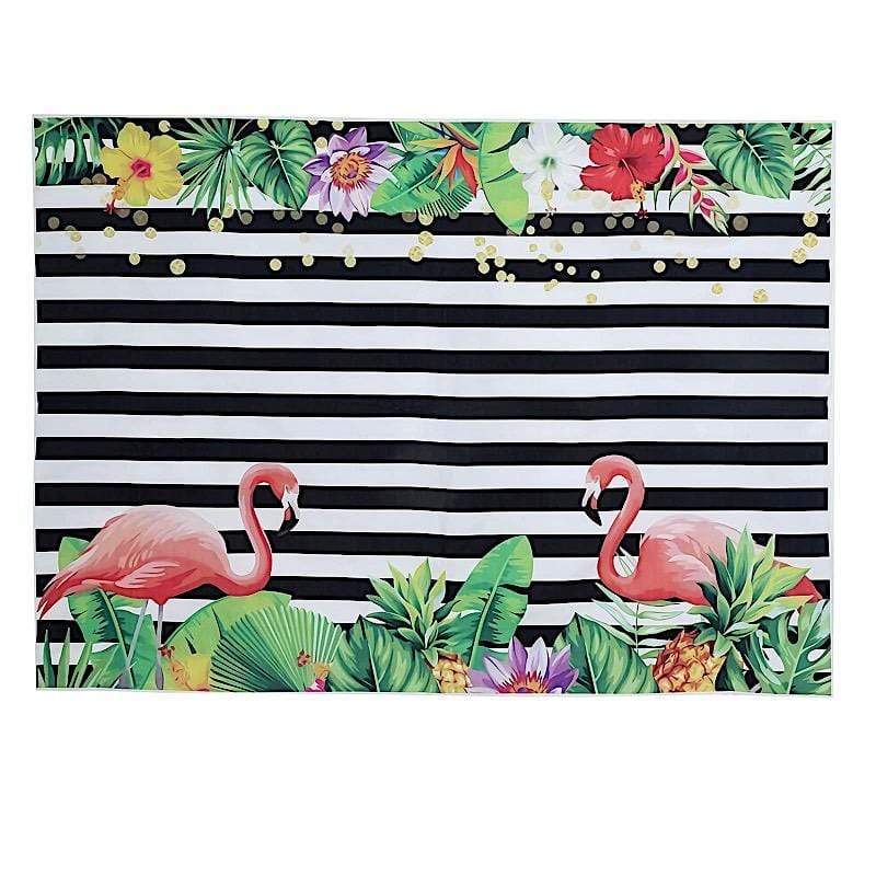 5 ft x 7 ft Printed Vinyl Photo Backdrop Stripes with Flamingo Party Banner BKDP_VIN_5X7_ANML01