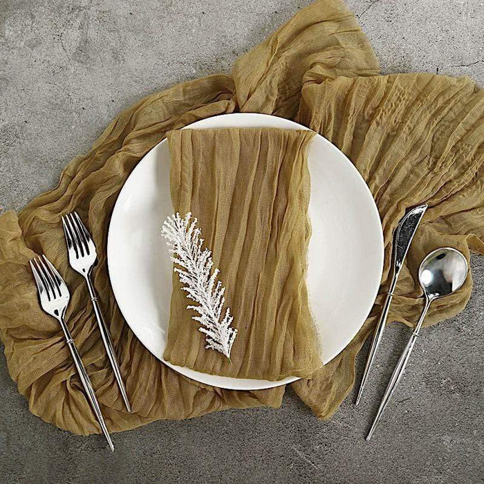 5 Gauze Cheesecloth Cotton Dinner Napkins - Gold NAP_CHES_GOLD
