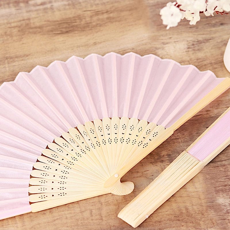 5 Handheld Silk Folding Fans Decorative Wedding Favor