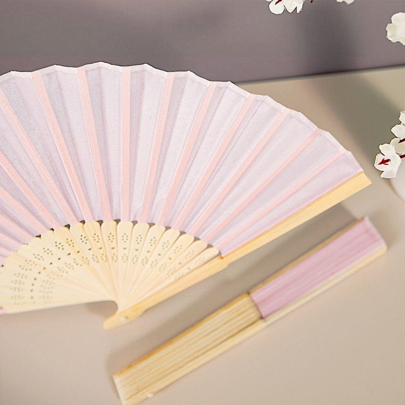 5 Handheld Silk Folding Fans Decorative Wedding Favor