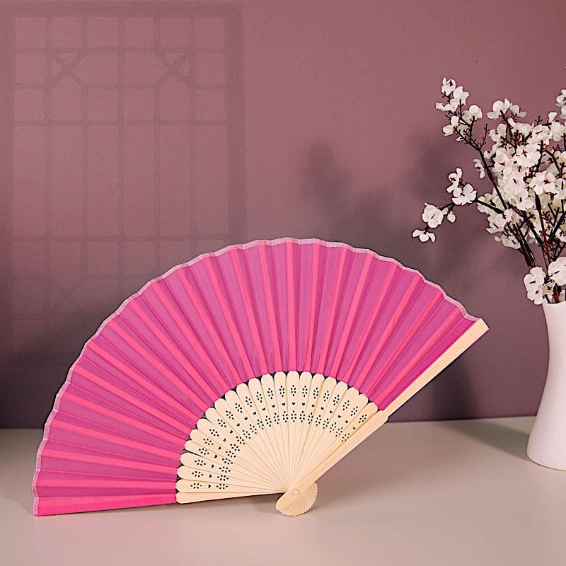 5 Handheld Silk Folding Fans Decorative Wedding Favor