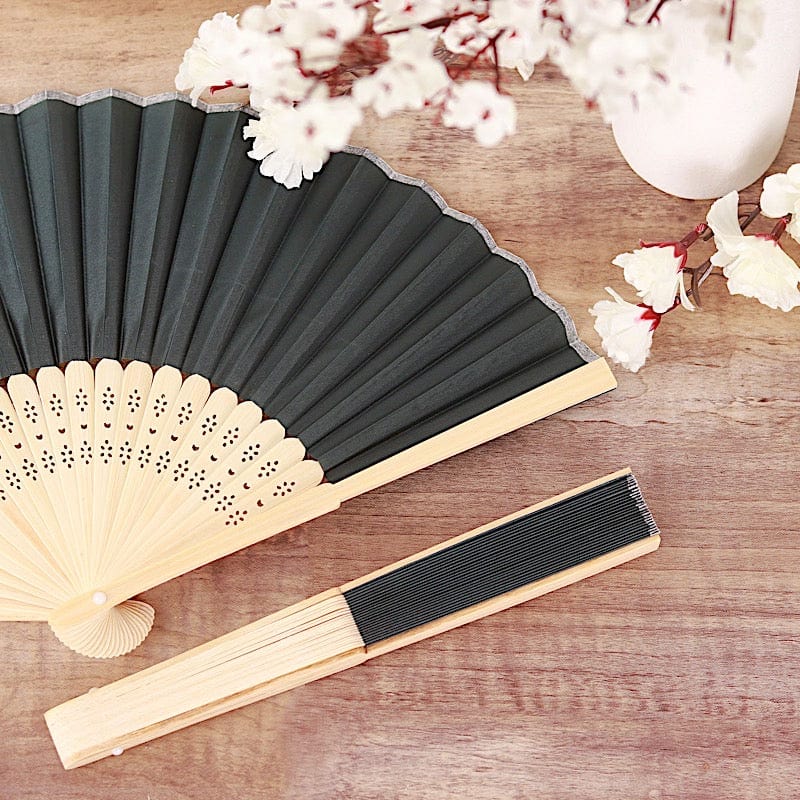 5 Handheld Silk Folding Fans Decorative Wedding Favor