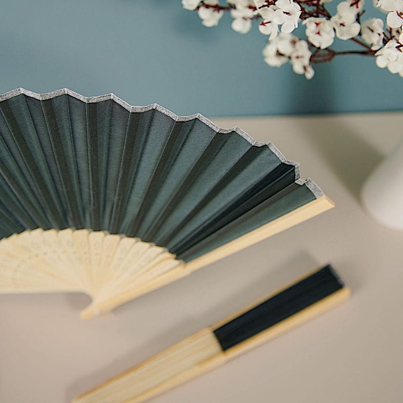 5 Handheld Silk Folding Fans Decorative Wedding Favor