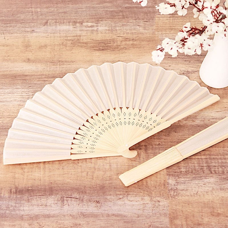 5 Handheld Silk Folding Fans Decorative Wedding Favor
