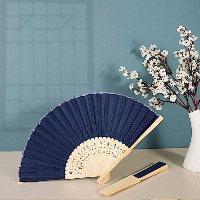 5 Handheld Silk Folding Fans Decorative Wedding Favor