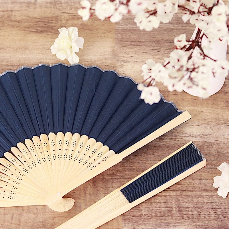 5 Handheld Silk Folding Fans Decorative Wedding Favor