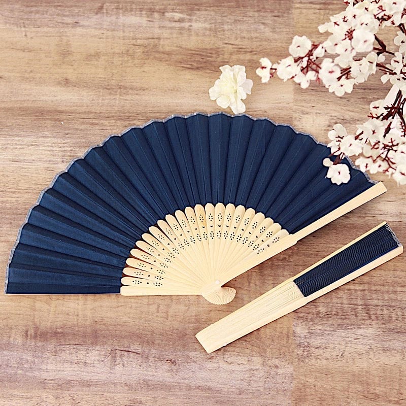 5 Handheld Silk Folding Fans Decorative Wedding Favor