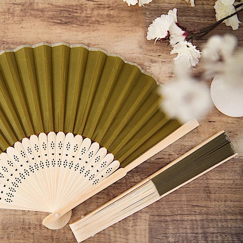 5 Handheld Silk Folding Fans Decorative Wedding Favor