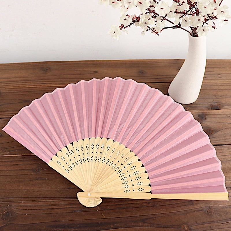 5 Handheld Silk Folding Fans Decorative Wedding Favor