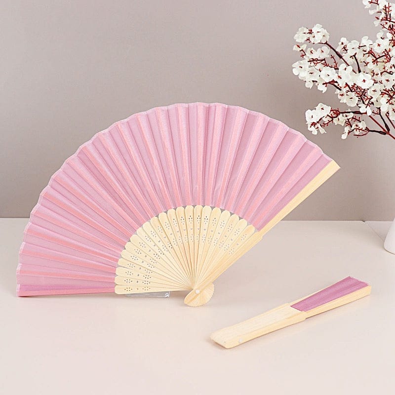5 Handheld Silk Folding Fans Decorative Wedding Favor