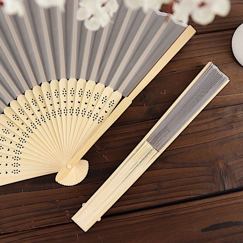 5 Handheld Silk Folding Fans Decorative Wedding Favor