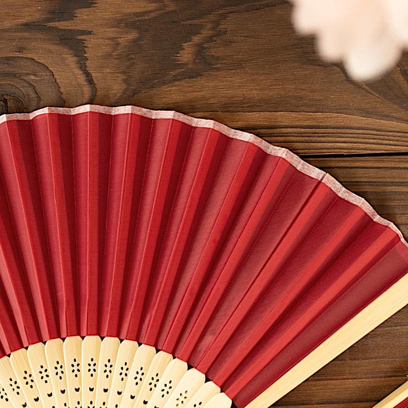 5 Handheld Silk Folding Fans Decorative Wedding Favor