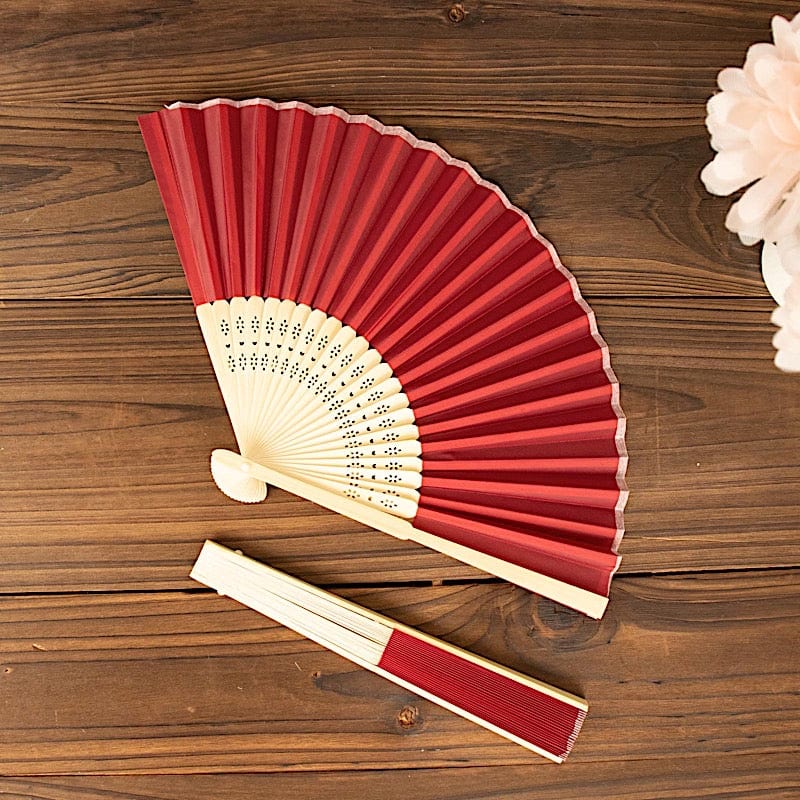 5 Handheld Silk Folding Fans Decorative Wedding Favor