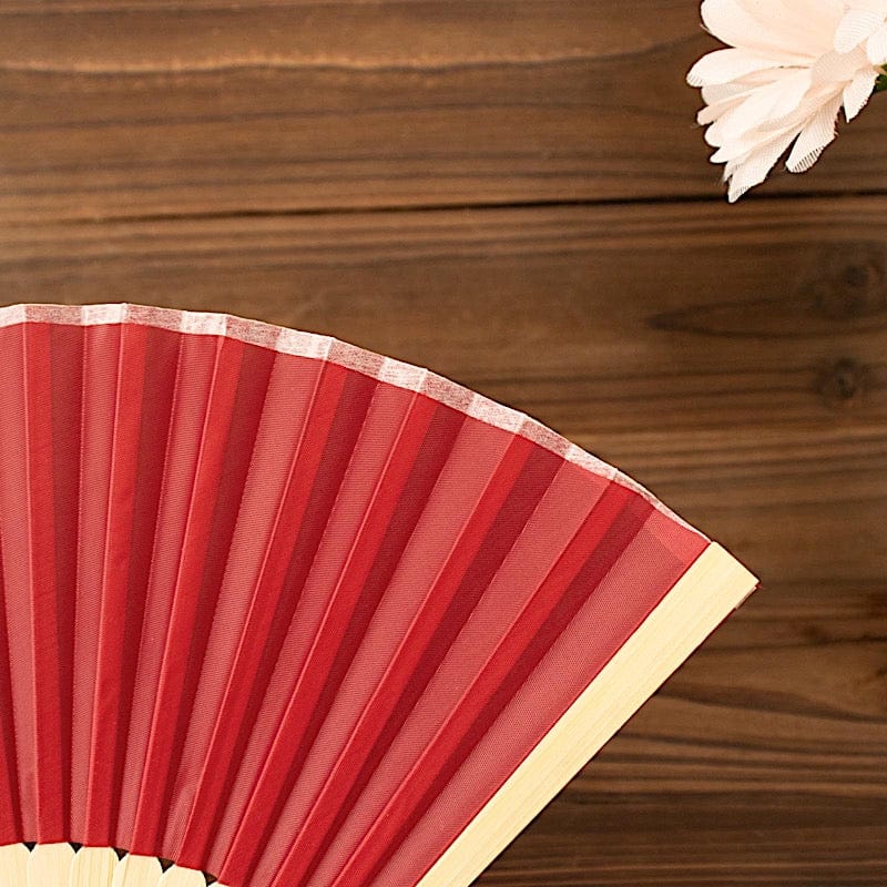 5 Handheld Silk Folding Fans Decorative Wedding Favor