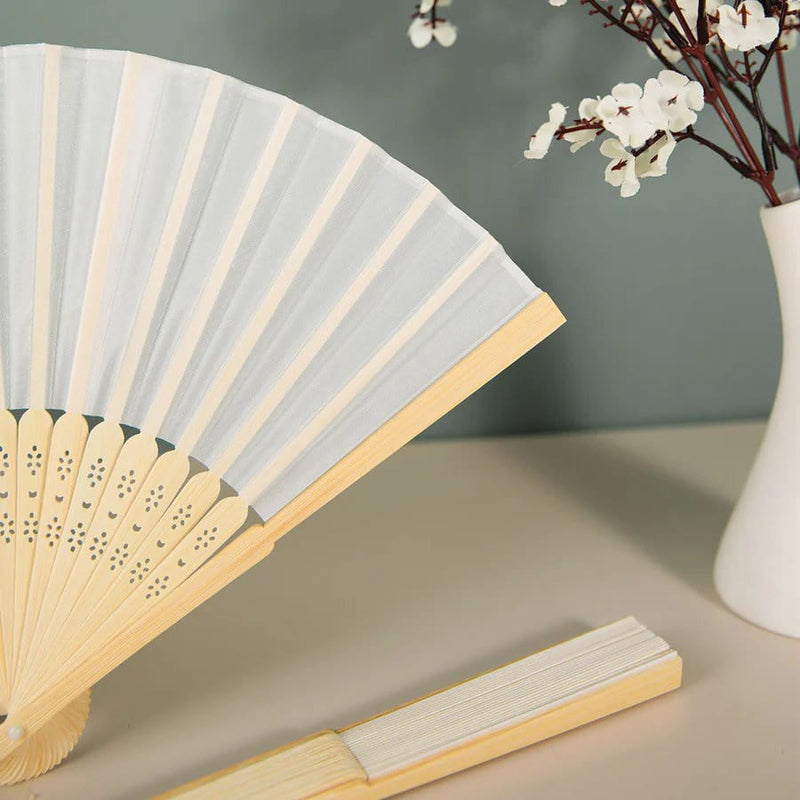 5 Handheld Silk Folding Fans Decorative Wedding Favor