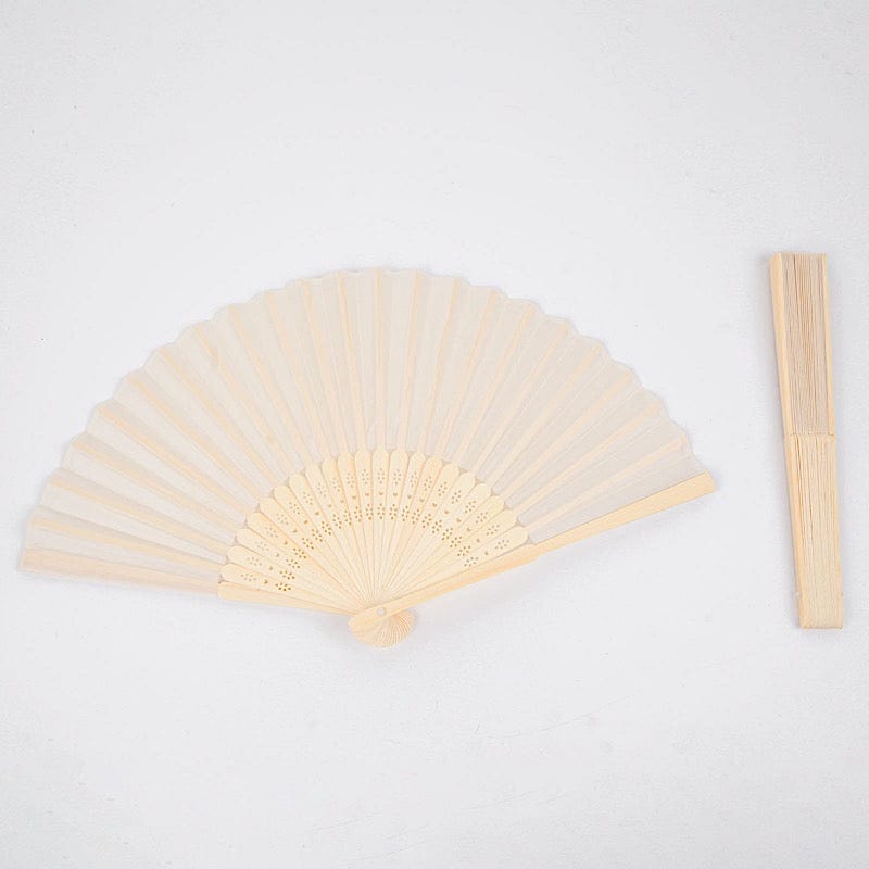 5 Handheld Silk Folding Fans Decorative Wedding Favor FAV_FAN_IVR1