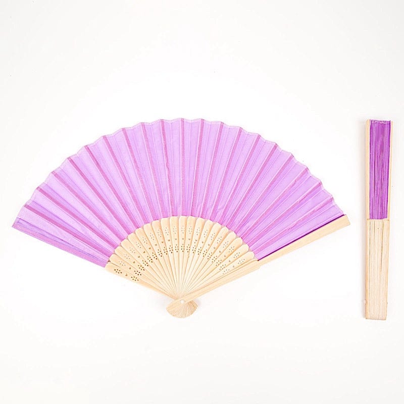 5 Handheld Silk Folding Fans Decorative Wedding Favor FAV_FAN_LAV1