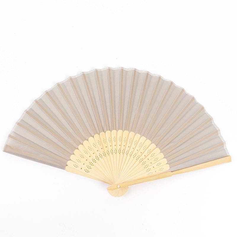 5 Handheld Silk Folding Fans Decorative Wedding Favor FAV_FAN_SILV1