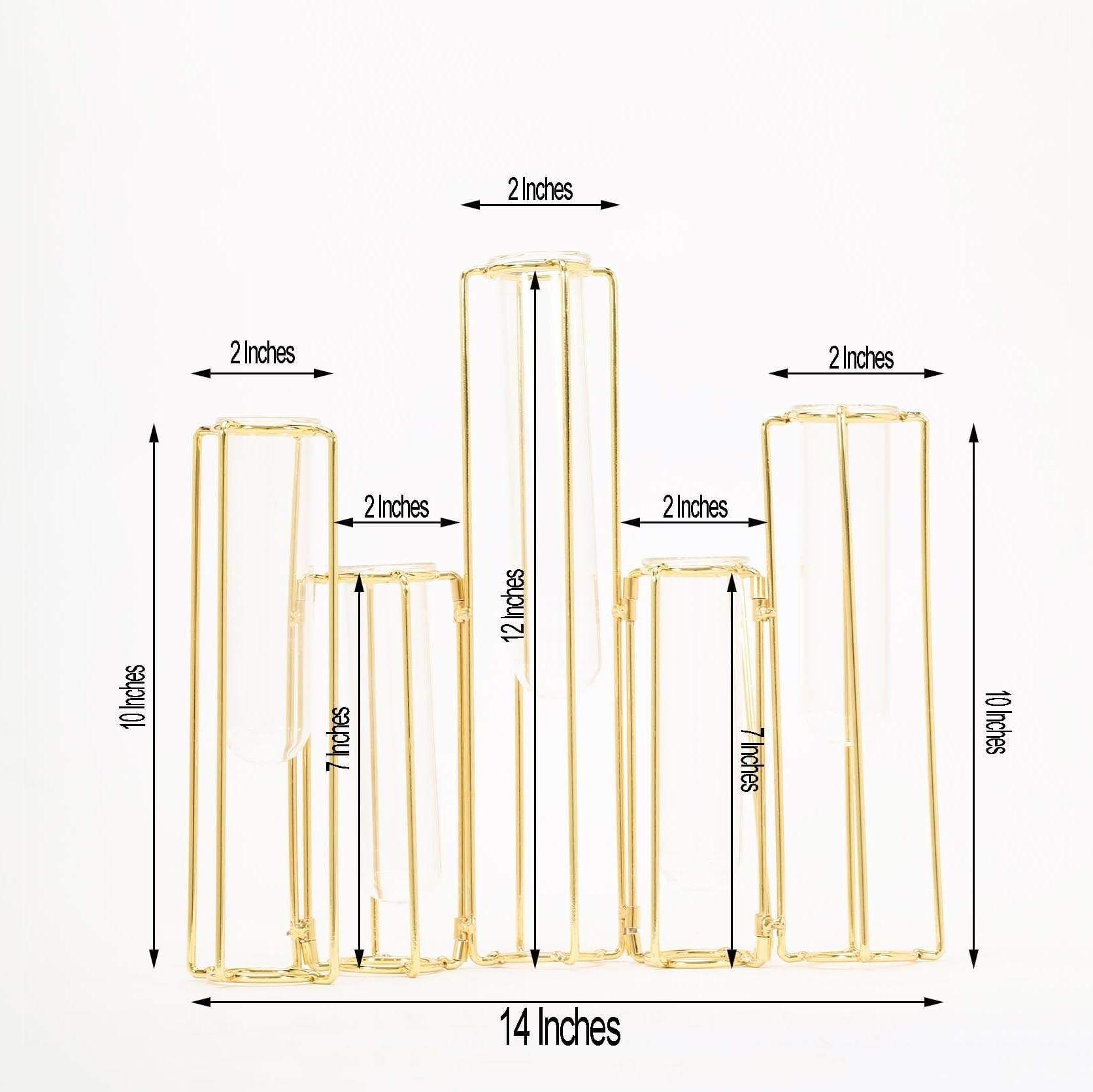 5 Jointed Geometric Flower Vase Holders with Glass Test Tubes