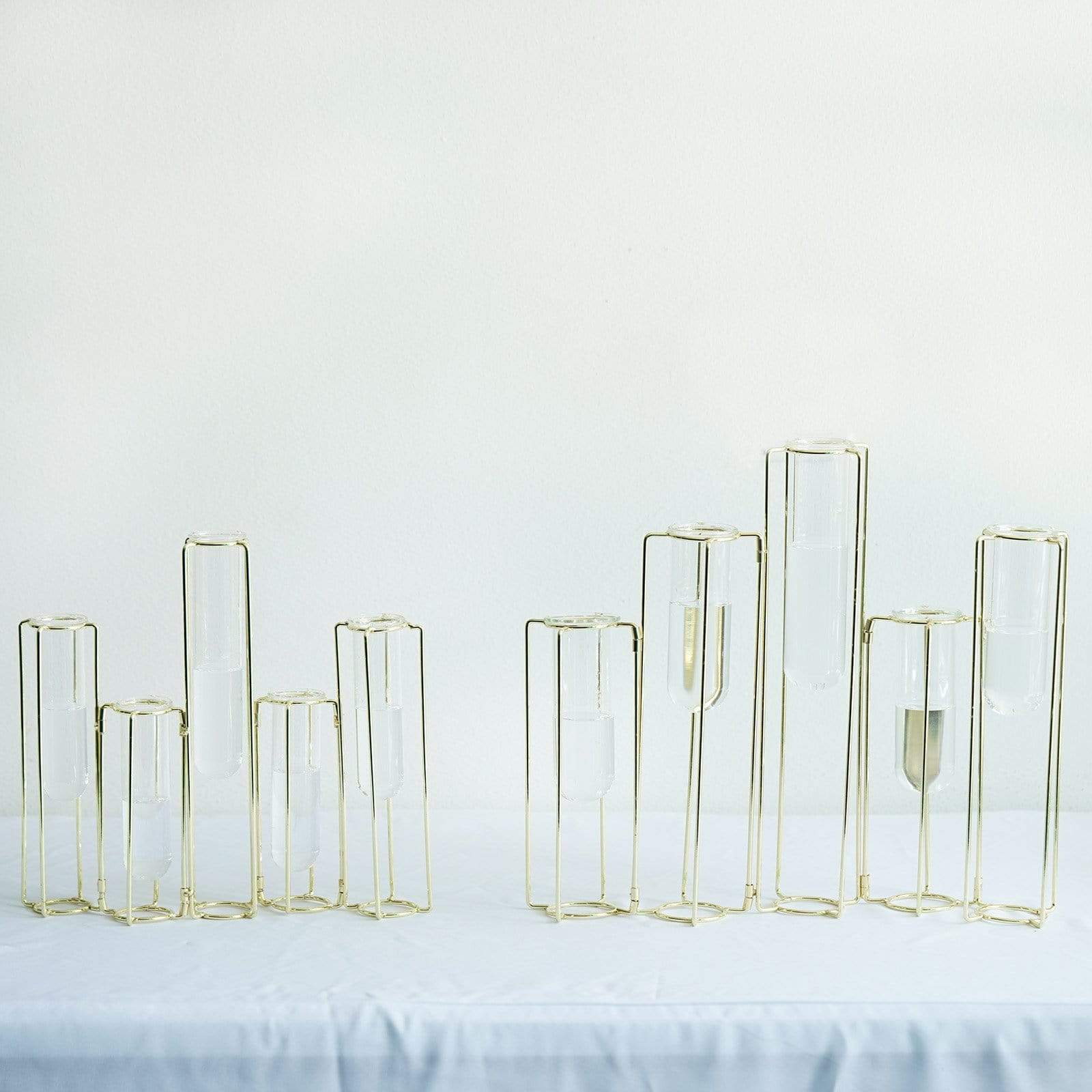 5 Jointed Geometric Flower Vase Holders with Glass Test Tubes