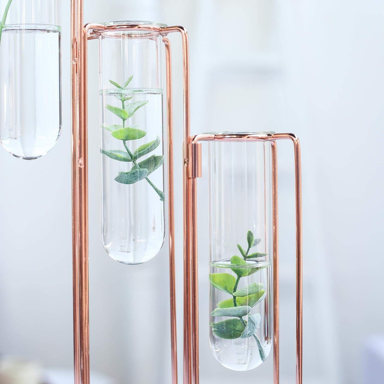 5 Jointed Geometric Flower Vase Holders with Glass Test Tubes