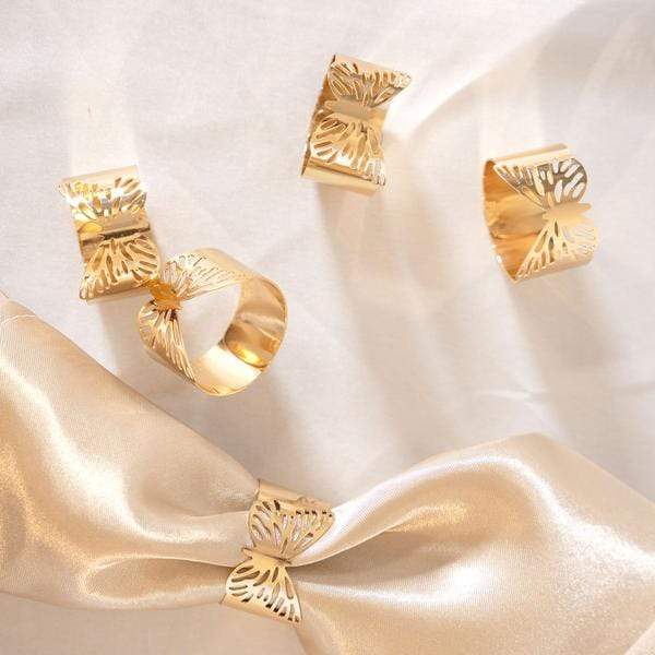 5 Metallic Butterfly Napkin Rings - Gold NAP_RING11_GOLD