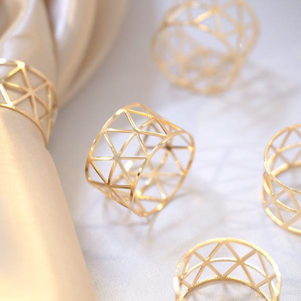 5 Metallic Geometric Napkin Rings