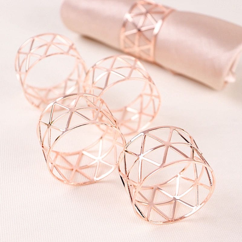5 Metallic Geometric Napkin Rings