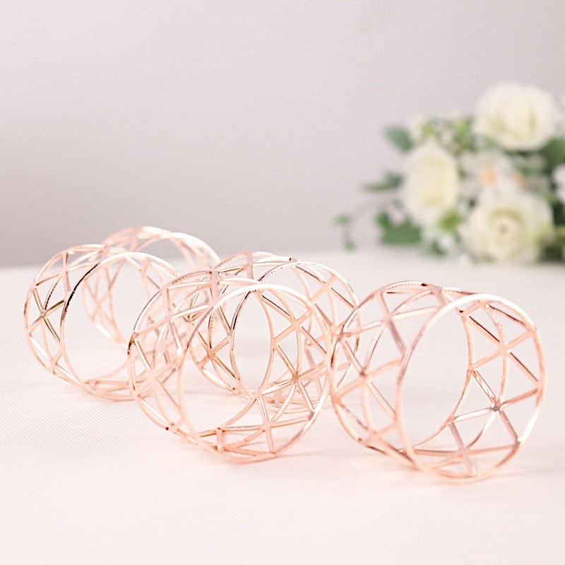 5 Metallic Geometric Napkin Rings