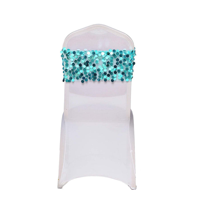 5 pcs 10" wide Large Payette Sequined Chair Sashes SASH_71_TURQ