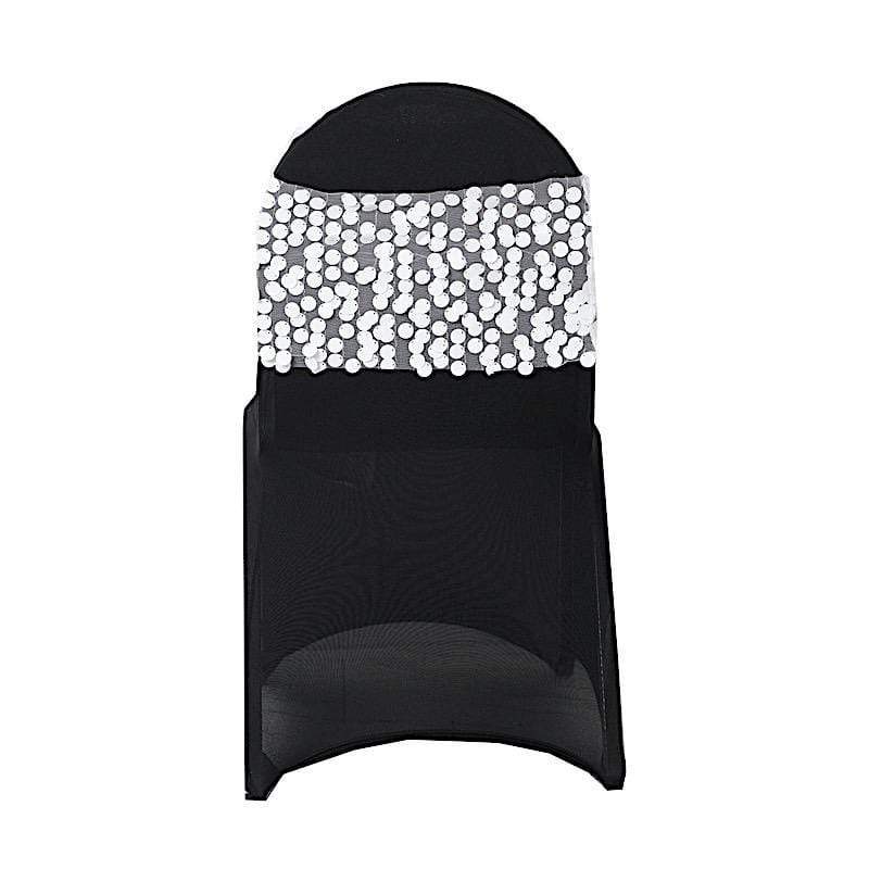 5 pcs 10" wide Large Payette Sequined Chair Sashes SASH_71_WHT