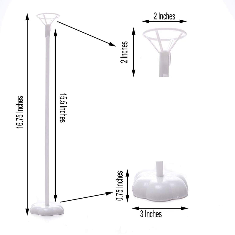 5 pcs 17" tall Balloon Sticks Column Flower Stand Holders - White BLOON_STAND04_16