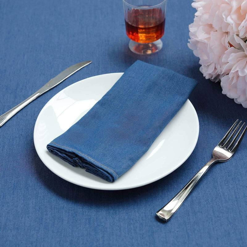 5 pcs 17" x 17" wide Faux Denim Polyester Napkins - Dark Blue NAP_DENM