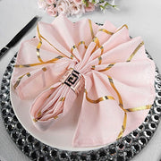 5 pcs 20" x 20" Polyester Dinner Napkins with Metallic Geometric Pattern