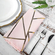 5 pcs 20" x 20" Polyester Dinner Napkins with Metallic Geometric Pattern