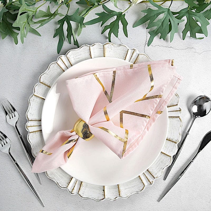 5 pcs 20" x 20" Polyester Dinner Napkins with Metallic Geometric Pattern