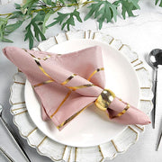5 pcs 20" x 20" Polyester Dinner Napkins with Metallic Geometric Pattern