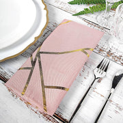 5 pcs 20" x 20" Polyester Dinner Napkins with Metallic Geometric Pattern