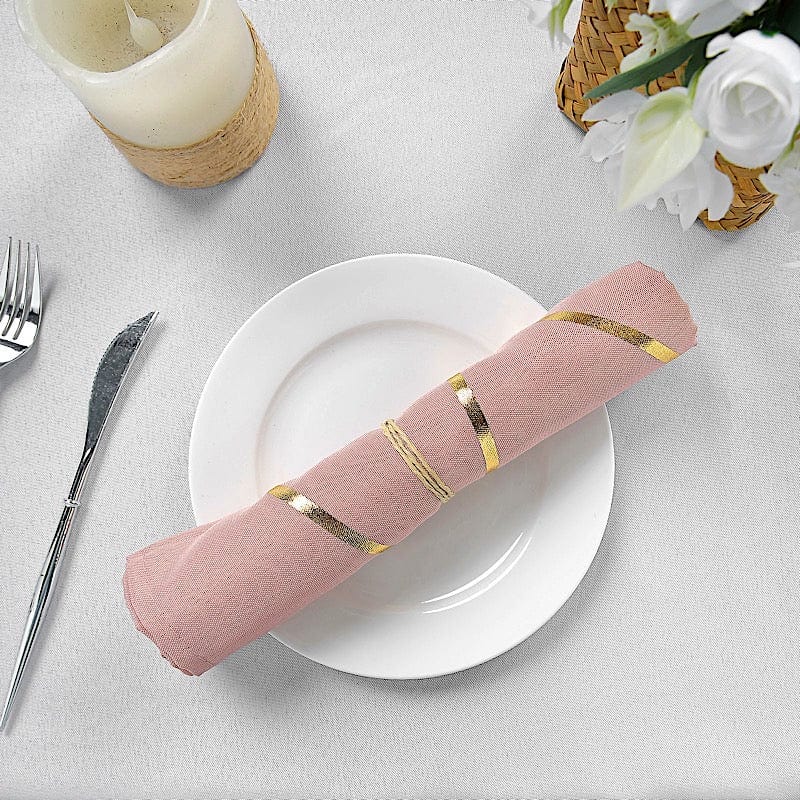 5 pcs 20" x 20" Polyester Dinner Napkins with Metallic Geometric Pattern