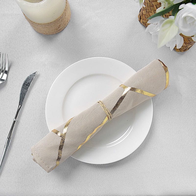 5 pcs 20" x 20" Polyester Dinner Napkins with Metallic Geometric Pattern