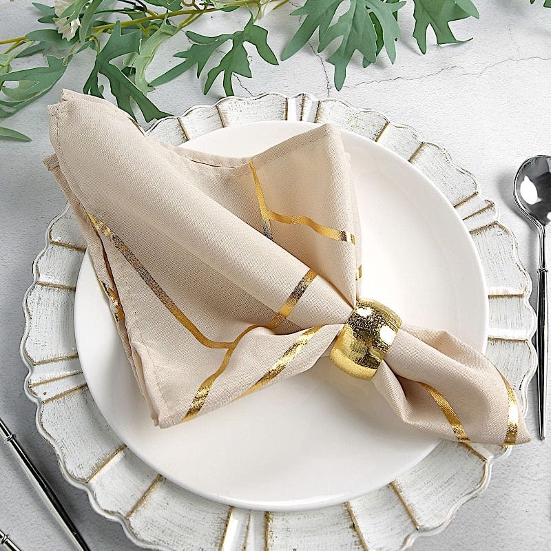 5 pcs 20" x 20" Polyester Dinner Napkins with Metallic Geometric Pattern