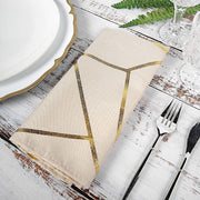 5 pcs 20" x 20" Polyester Dinner Napkins with Metallic Geometric Pattern