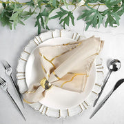 5 pcs 20" x 20" Polyester Dinner Napkins with Metallic Geometric Pattern