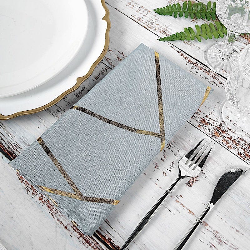 5 pcs 20" x 20" Polyester Dinner Napkins with Metallic Geometric Pattern