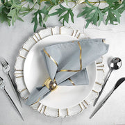 5 pcs 20" x 20" Polyester Dinner Napkins with Metallic Geometric Pattern