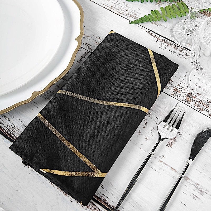 5 pcs 20" x 20" Polyester Dinner Napkins with Metallic Geometric Pattern