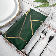 5 pcs 20" x 20" Polyester Dinner Napkins with Metallic Geometric Pattern