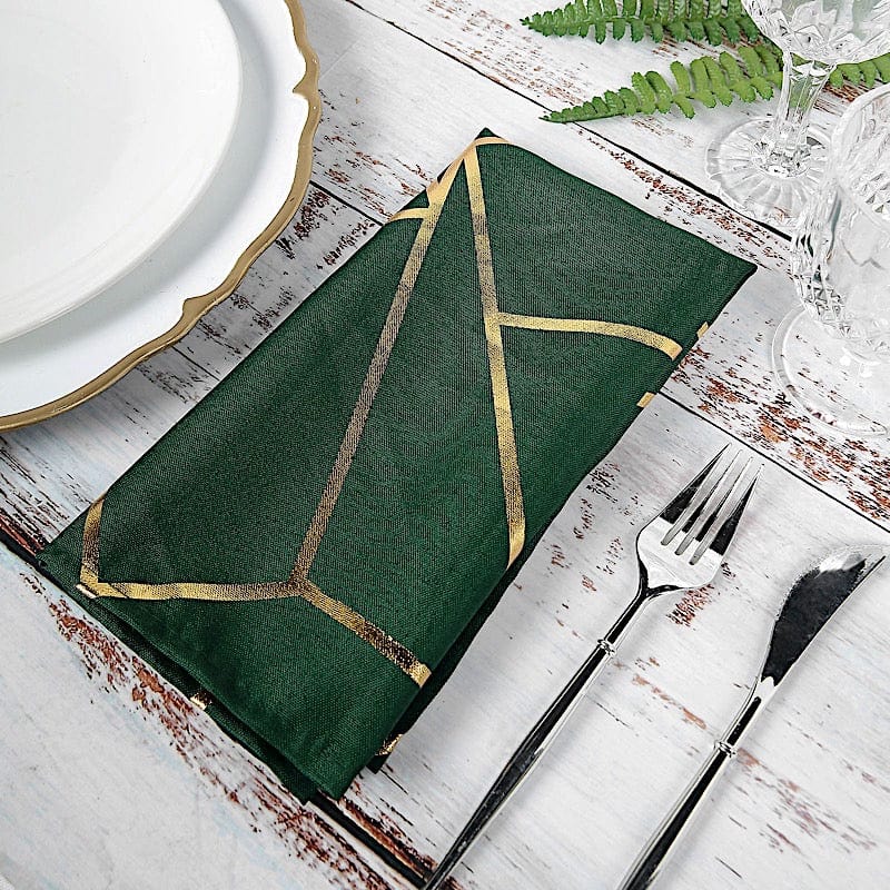 5 pcs 20" x 20" Polyester Dinner Napkins with Metallic Geometric Pattern